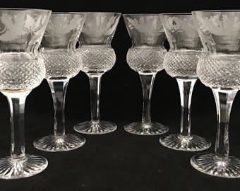 Set of Six Edinburgh Thistle White Wine Glasses