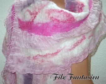 Nuno felted scarf, Leinenschal, scarf, shawl, scarf, befilzter shawl, hand-dyed scarf