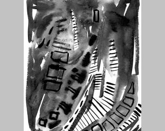Abstract black and white original painting