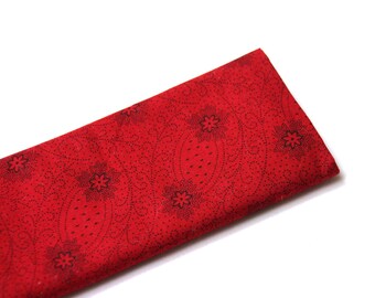 Red patchwork fine floral embroidery