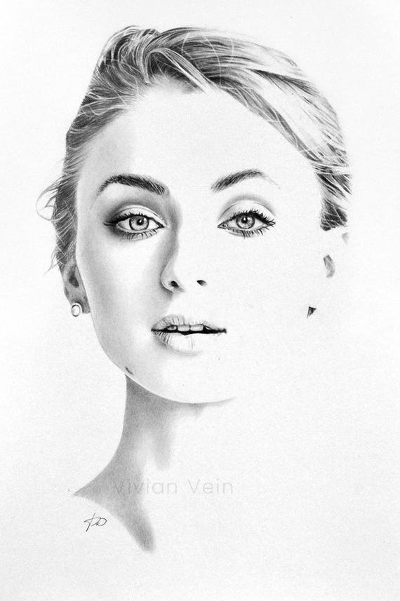 Sophie Turner Sansa Stark Original Drawing Fine Art Pencil