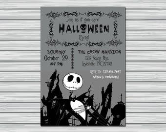 Nightmare Before Christmas Halloween party invitation, halloween party, halloween invitation, custom halloween invitation, Jack Skellington