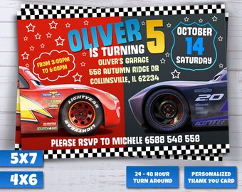 Cars 3 Invitation, Cars Party Invite, Lightning Mcqueen Printables, New Cars Movie, Printable Invitations, Cars Race Invites,Cars Invitation