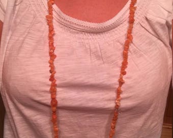 Orange Double Wrap Beaded Necklace