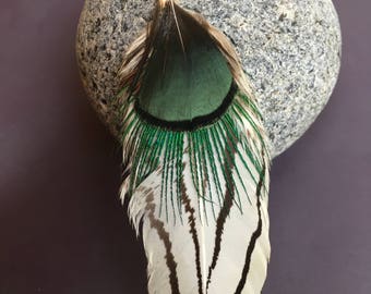 boucle d'oreille unique en plumes naturelles
