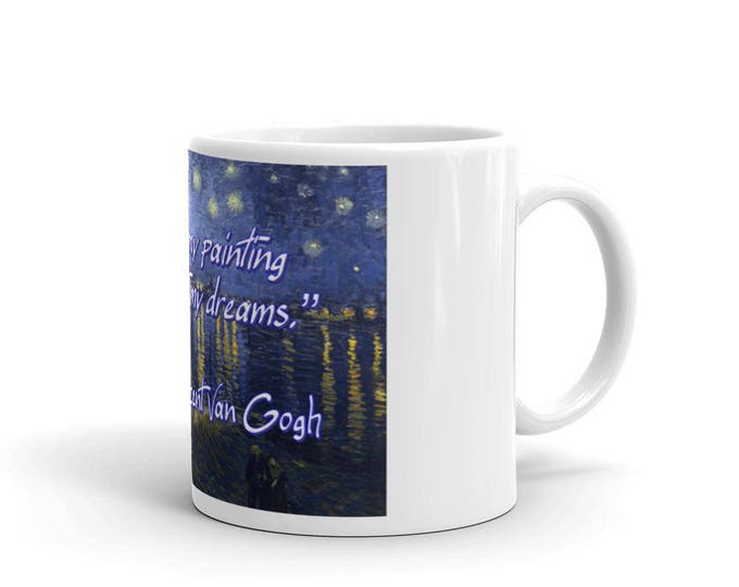 Van Gogh Art Mug, Famous Quotes Cup, Vincent Van Gogh, Starry Night Mug, Fine Art Design, Van Gogh Quotes, Famous Artwork for Coffeeholics