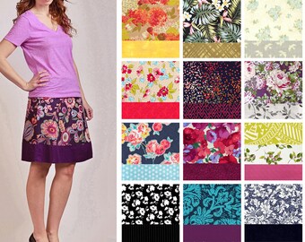 Custom Size A-line Skirt - Low Waist, Bias Cut, Comfortable - Cotton print fabric options