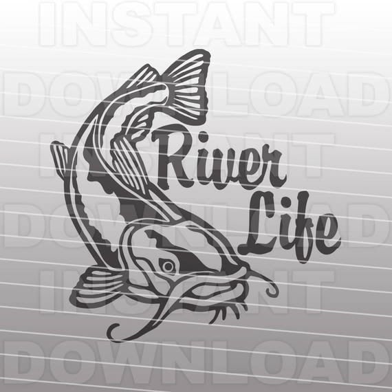 Download Fishing SVG FileRiver Life Catfish SVG File Vector Clipart