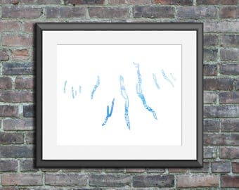Finger Lakes watercolor typography map art unframed print poster wedding engagement graduation gift anniversary wall art decor lake house