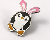 Pengbunny Pin, Penguin Pin, Enamel Penguin Pin, Penguin Badge, Cute Pin, Lapel Pin