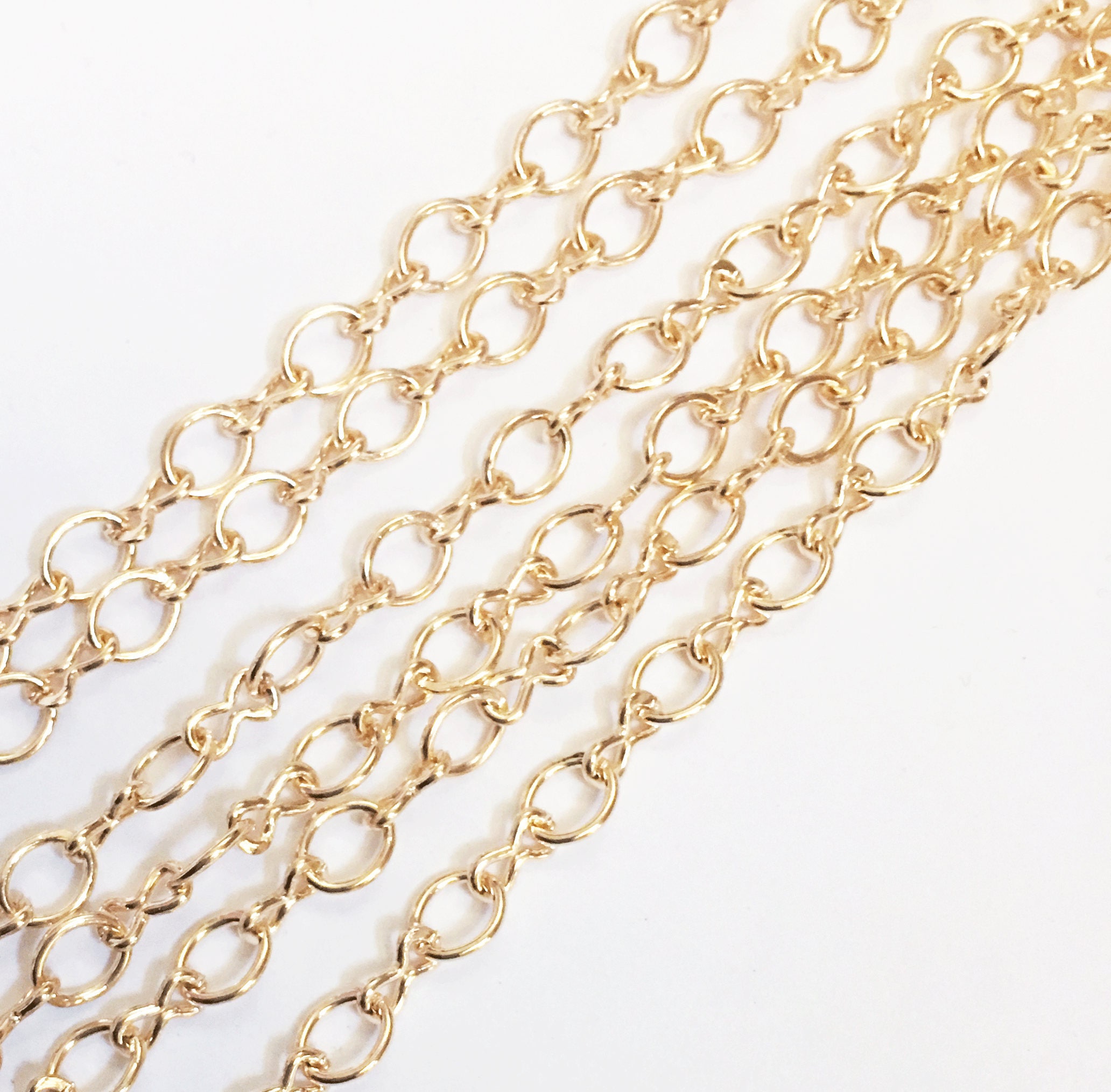 Bulk 45ft of light gold plated chain gold plated steel large
