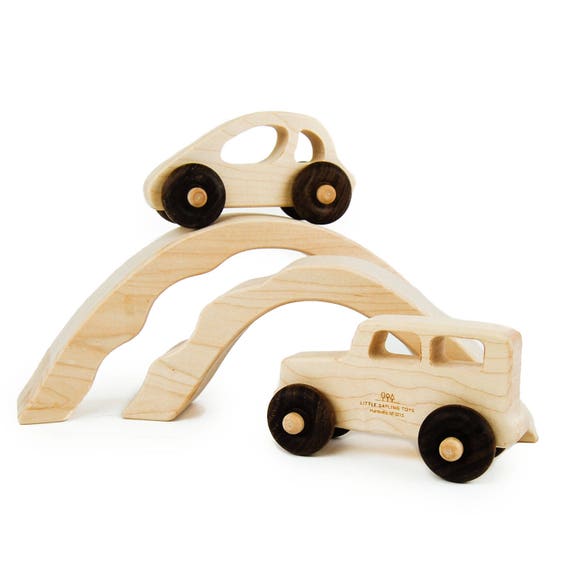 Car and Truck with Bridge Tunnels Toy Handmade Wooden Toys