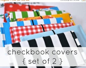 FINAL CLEARANCE checkbook covers (2) RETIRED Prints // Two Oilcloth Checkbook Covers - many colors
