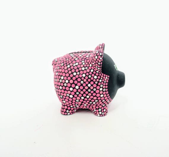 Pink Piggy Bank: Hand painted Piggy Dot painting