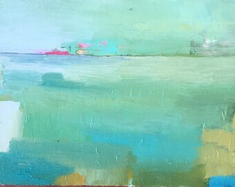 Small Abstract Landscape, original oil painting on rag paper