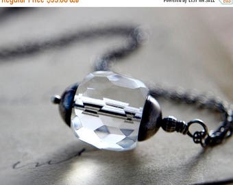 Glass Necklace Silver Crystal Modern Minimalist Pendant Simplistic PoleStar