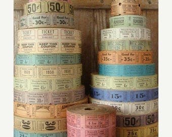ONSALE 100 Vintage and Antique Tickets Pretty and Soft farmhouse Colors Carnival/Circus/Drive In/Admission/Circus Lot
