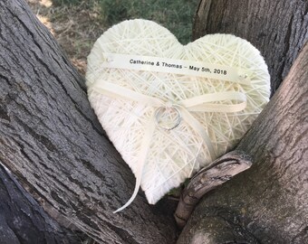 Ring Bearer Pillow - new 2017 medium size 6 inches - reuse as small wall hanging-wedding ring pillow, Wedding Party, Wedding Ceremony, eco