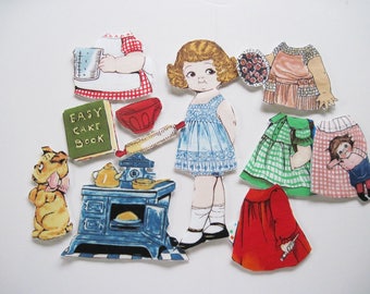 Fabric paper doll child travel toy church toy Penny Rose Bakery Karena