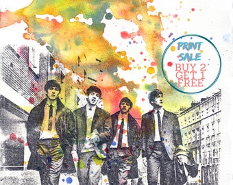 The Beatles Watercolor Painting Print - Fine Art print 8 X 10 in. Beatles Art From Original Watercolor Painting