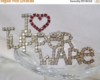 SALE Vintage I Heart Tupperware Rhinestone Brooch. Unsigned Dorothy Bauer Pin.