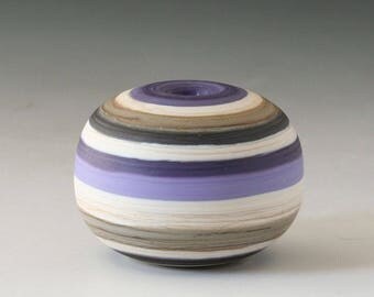 Southwest Chunky Hollow Focal- (1) Handmade Lampwork Beads - Lavender, Purple - Etched, Matte