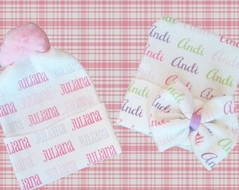 Summer Savings Personalized Newborn Baby Hat Hospital Hat Coming Home Outfit Personalized Baby Bow Hat