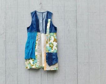 Vest or Jacket, Wearable Art, Upcycled Clothing, Art Smock, Fall Fashion, Boho, Bohemian, Overcoat, Tunic, Gypsy, Remix Clothing, Reclaimed