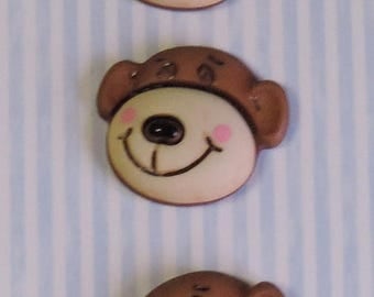 SALE Monkey Buttons, "Max The Monkey" Carded Novelty Buttons by Buttons Galore, Shank Back, Set of 3