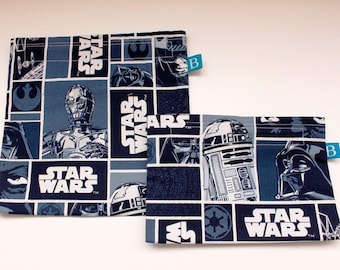 Reuseable Eco-Friendly Set of Snack and Sandwich Bags in Star Wars Fabric