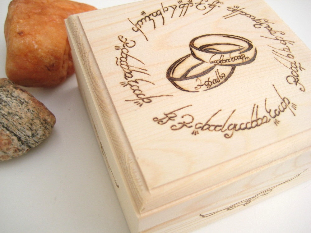 Wedding Ring Box Lord of the Rings Ring Bearer Box Wooden