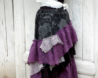 Skirt, gypsy skirt, faerie skirt,Tim Burton, layers and frills, dance, noire fusion, blue, lilac, Jane Austen, Vintage romance, woman skirt