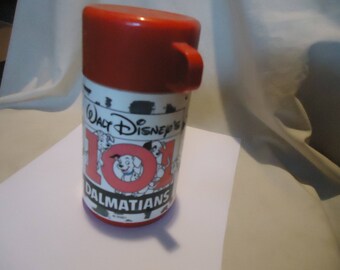 Vintage Walt Disney 101 Dalmatians Lunchbox Aladdin Thermos Bottle With Cup, collectable