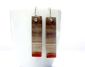 Wave Jasper Earrings in Sterling