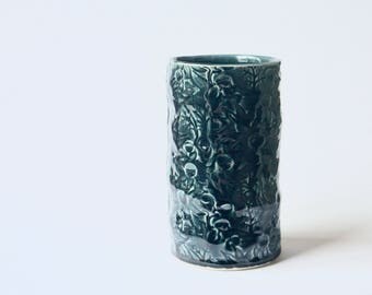 Medium Vase with Flannel Flower design in deep blue