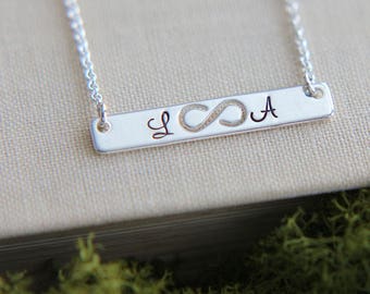 SALE, Bar Necklace, Sterling Silver Bar Necklace, Infinity Bar Necklace, Infinity Necklace, Personalized necklace, BFF Gift,Infinity Jewelry
