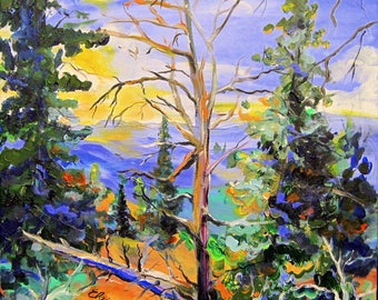 Utah Woods Original Painting 20 x 20 Fine art by Elaine Cory