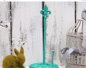 ON SALE AQUAMARINE Paper towel holder / Fleur de lis/ Cast Iron / Metal /Kitchen Decor/ Shabby Chic Kitchen