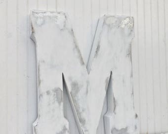 ON SALE MEGA Sale Large Metal Letter / Decorative Letter / Capital Letter / Large Letter M / Shabby Chic Letter / Rustic Letter