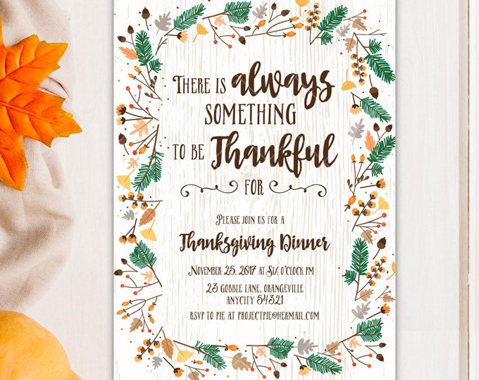 Thanksgiving Dinner Invitation, Fall Autumn Thanksgiving Friends Giving Harvest Feast Celebration Printable Invitation v.3