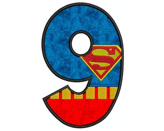 SUPERMAN NUMBER 9 Machine Applique Embroidery Instant