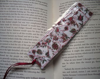 Laminated Fabric Collage Bookmark, Upcycled bookmark