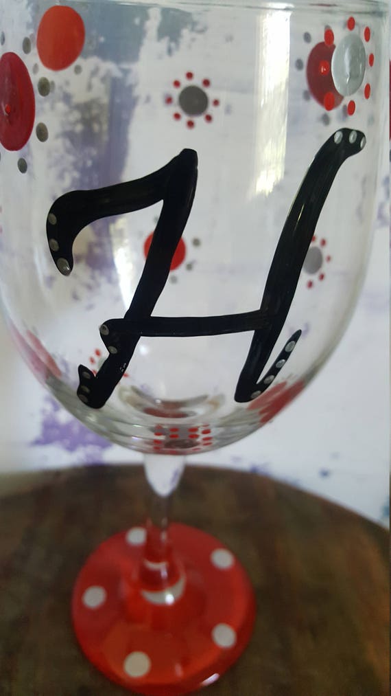 H Wineglass, Wine Lover Wineglass, Monogram wineglass, initial wineglass