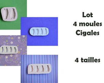 Lot 4 moules en silicone Cigales 4 tailles pour décoration loisirs créatifs