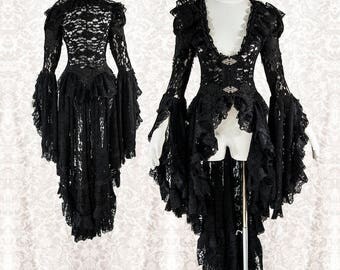 Waistcoat Nimbata black lace, goth wedding, gothic cardigan, sample pre-sale, approx size S, Somnia Romantica by Marjolein Turin