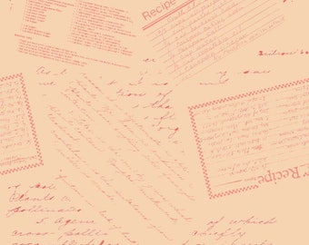 Riley Blake Fabric, Domestic Diva by Emily Taylor, C5014 Recipe Cards Peach