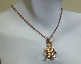 1960s Copper Native American Tiny Dancer Pendant Necklace