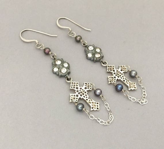 Christian Jewelry Cross Earrings Sterling Silver Cross