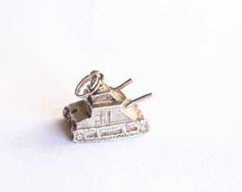 Sterling Silver Tank Charm Military Army Armored Vehicle 3D