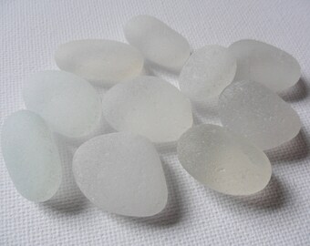 10 white sea glass - Lovely beach find pieces from North West England